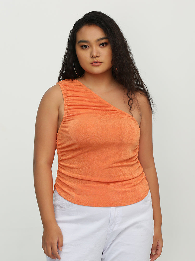 Ruched One Shoulder Top
