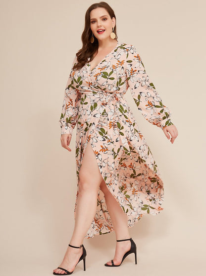 Floral Printed Wrap Holiday Dress