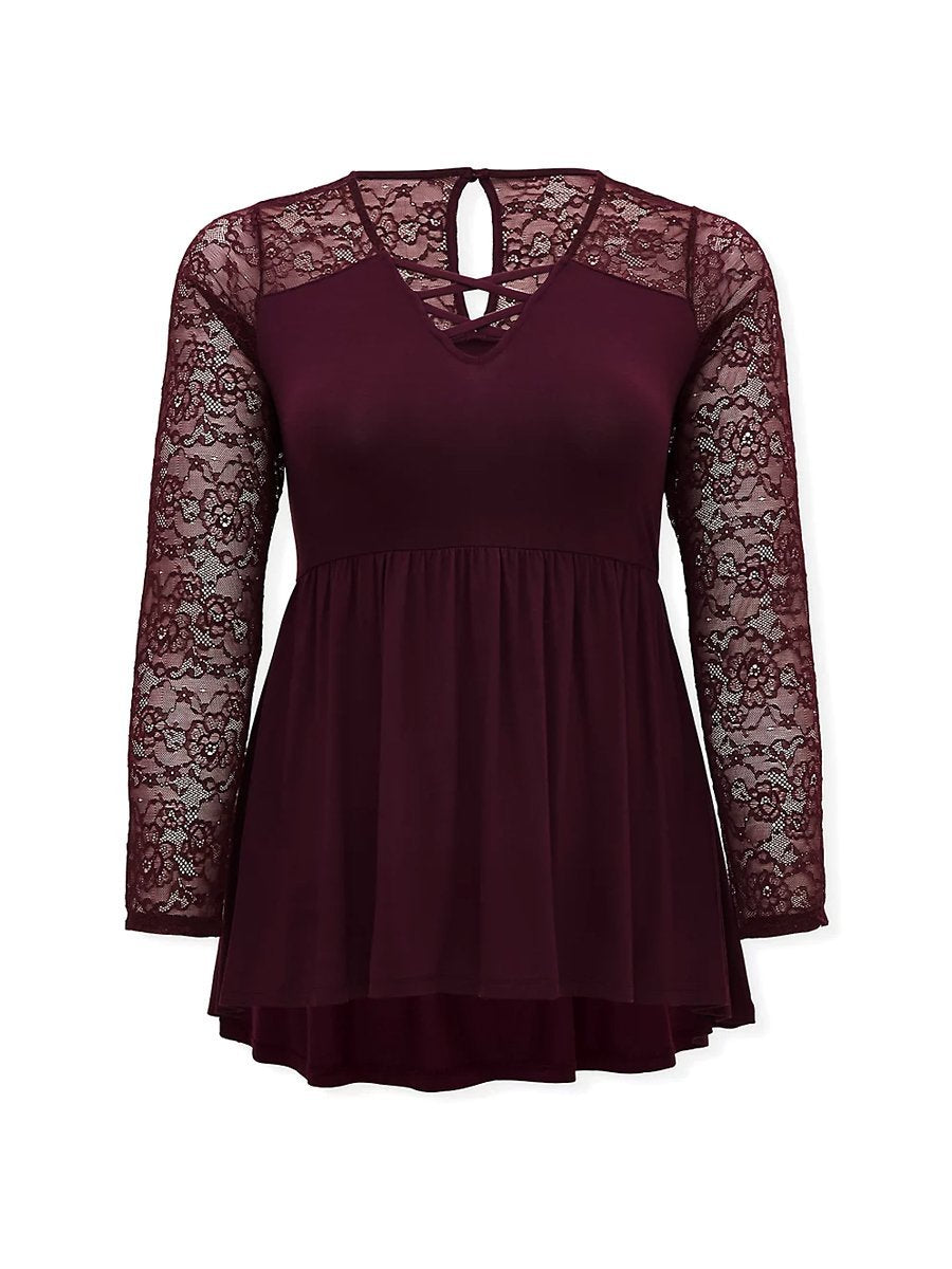 Lace Patchwork Cross Straps Top