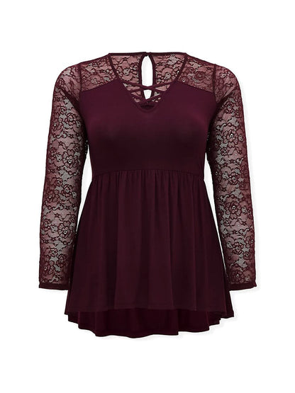 Lace Patchwork Cross Straps Top