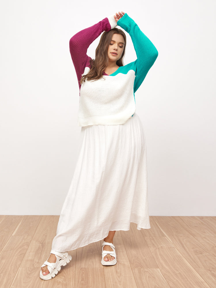 Color Block Cross Knot Sweater