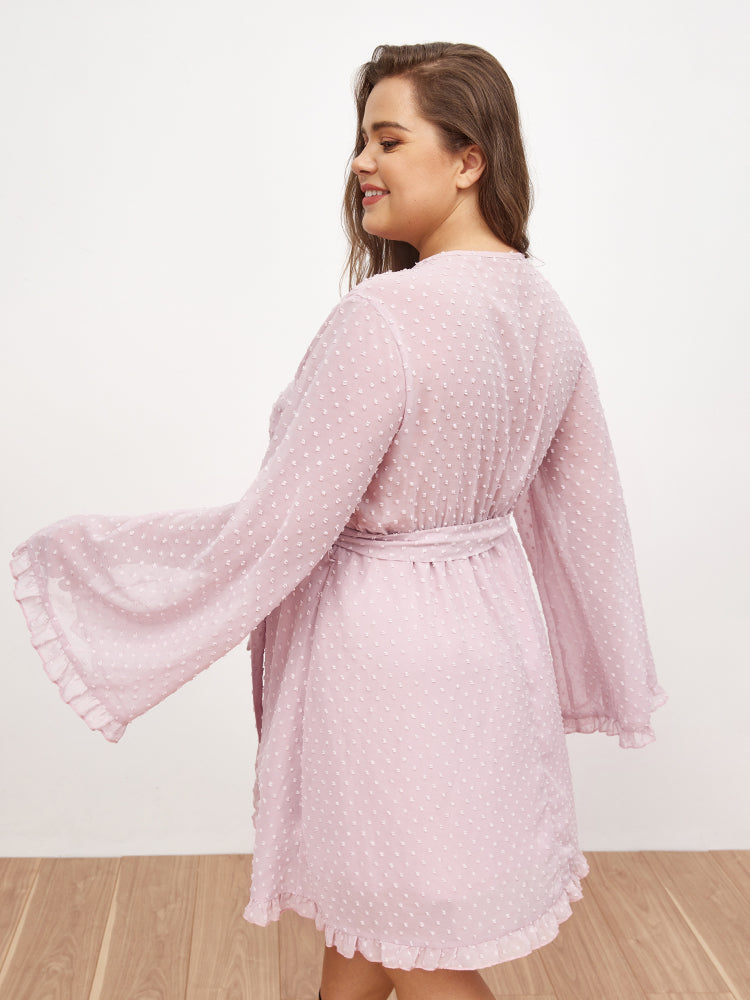 Flared Sleeve Ruffle Dress