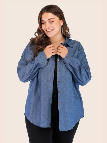 Denim Single Breasted Lapel Shirt