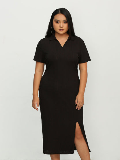 Split Hem Collar Neck Dress