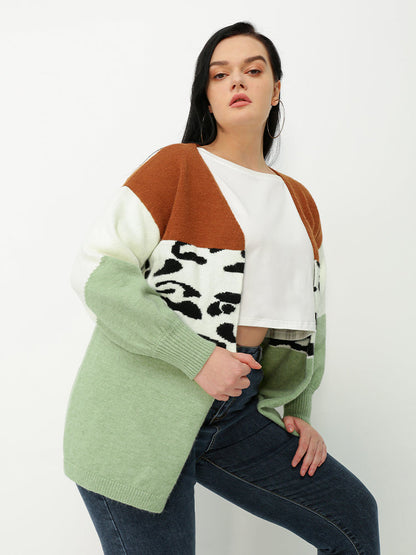 Leopard Color Block Cardigan