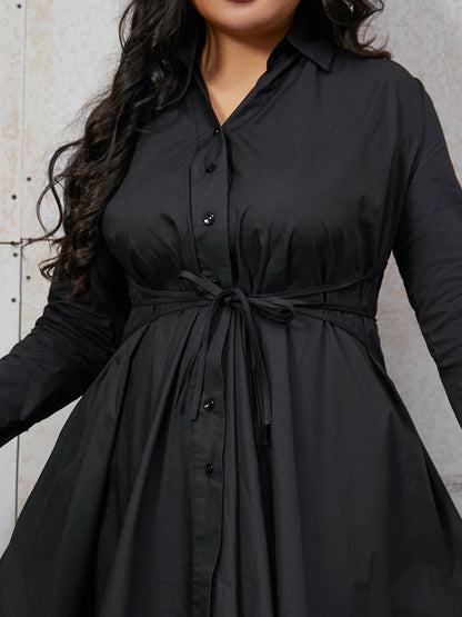 Ties Button Ruffled Shirt Dress