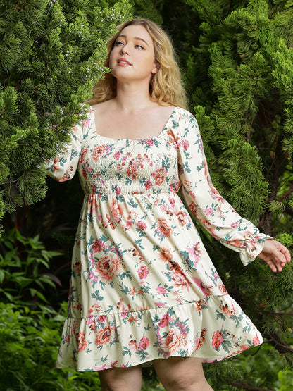 Square Neck Floral Dress