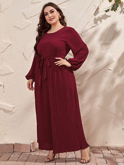 Solid Pleated Belted Jumpsuit