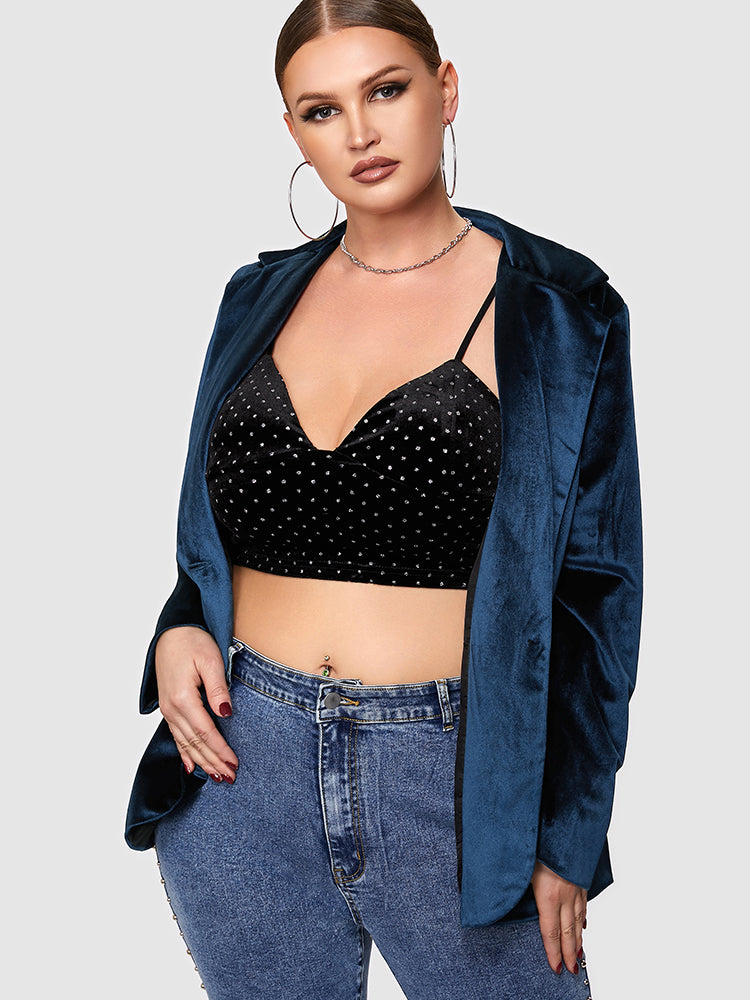 Button Velvet Pocket Blazer