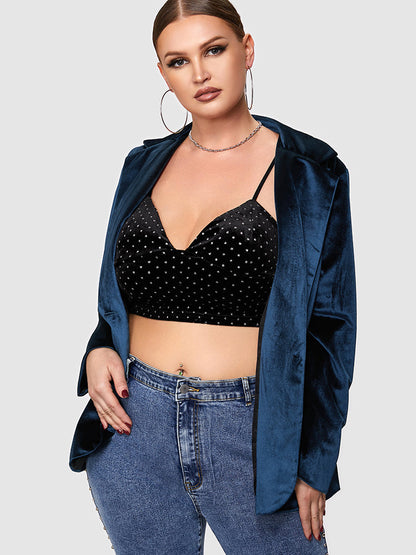 Button Velvet Pocket Blazer