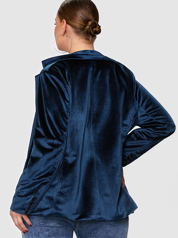 Button Velvet Pocket Blazer