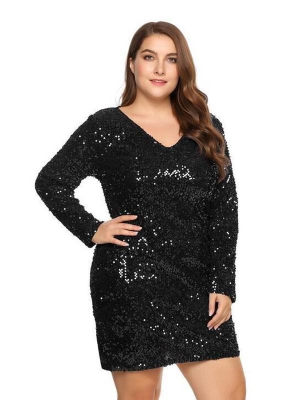Sequin V-neck Party Dress