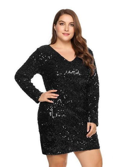 Sequin V-neck Party Dress