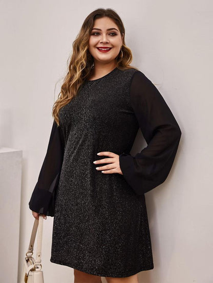 Bright Silk Chiffon Sleeve Dress