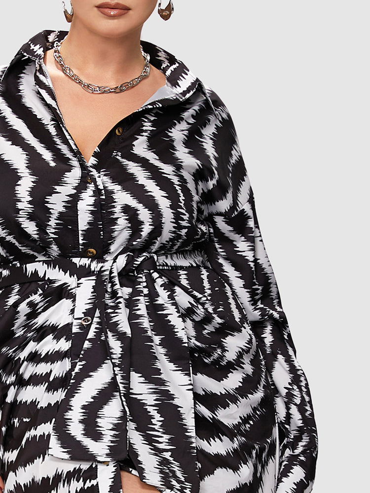 Zebra Striped Knot Shirt Dress