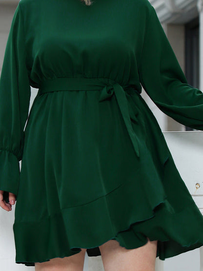 Ruffles Lantern Sleeve Dress