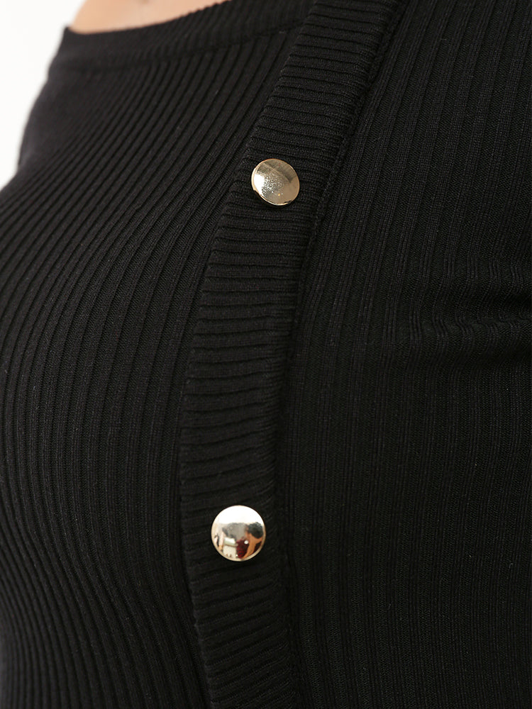 Irregular Neck Cold Shoulder Sweater