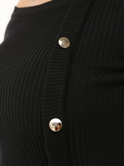 Irregular Neck Cold Shoulder Sweater