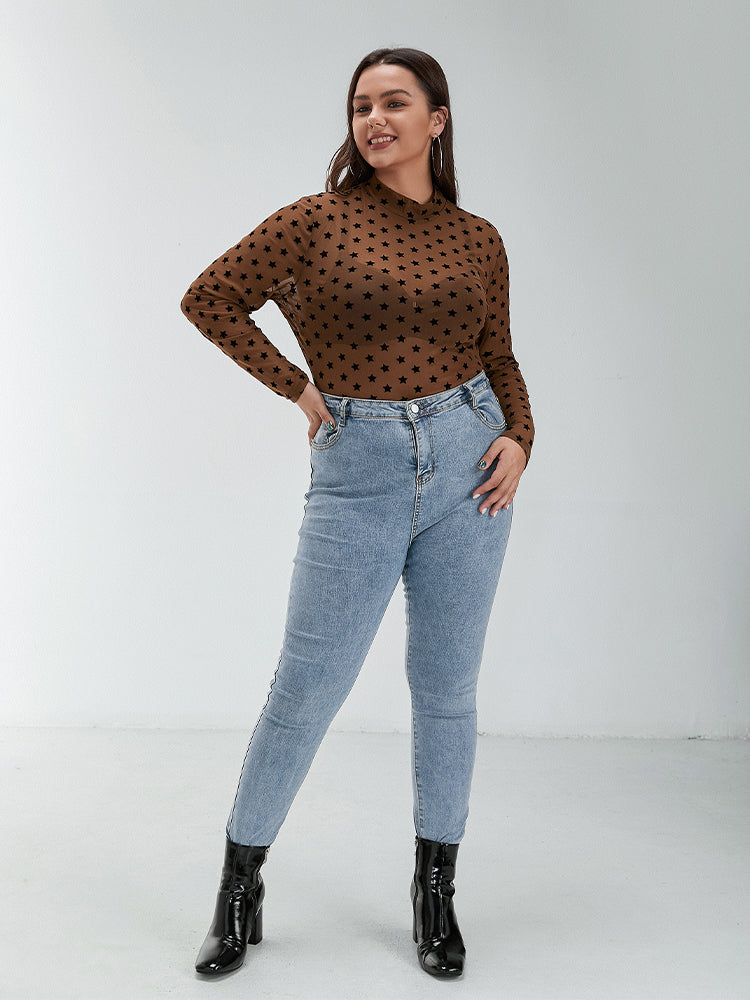 Polka Dot Mesh Printing Regular T-shirt