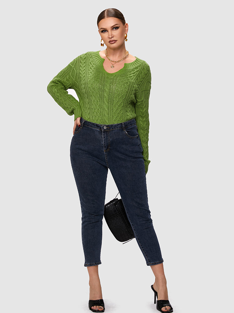 Cable Knit Green Sweater