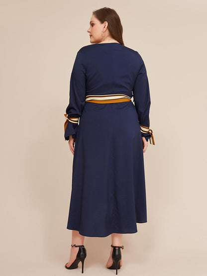 Stripe Patchwork Wrap Maxi Dress