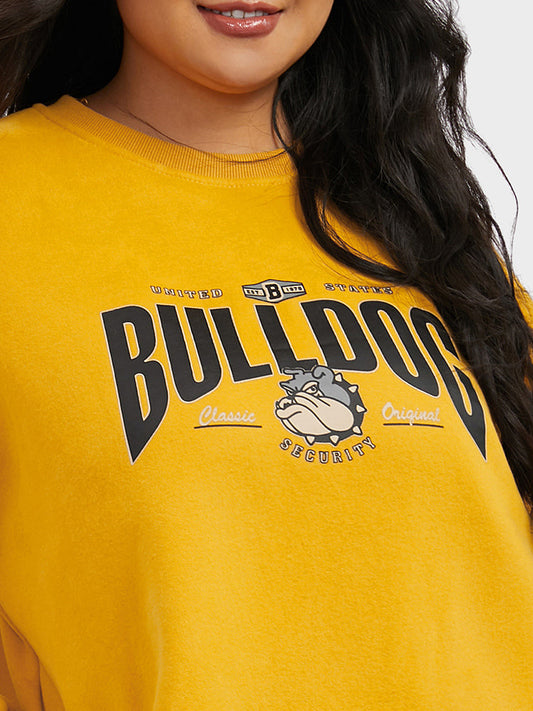 Bulldog Printing Sweatshirt Dress