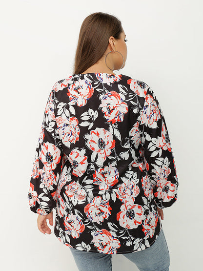 V-neck Floral Loose Top