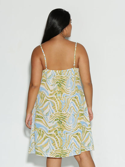 Abstrct Striped Cowl Neck Dress