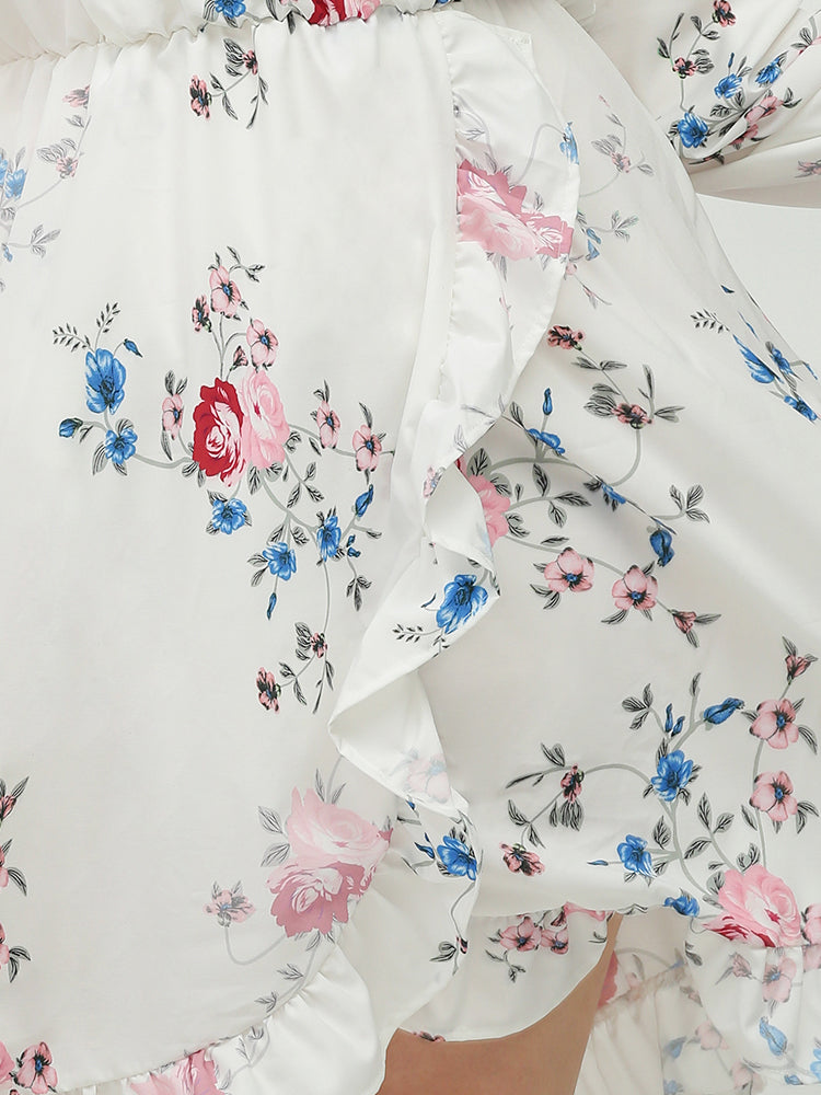 Ruffled V-neck Wrap Dress