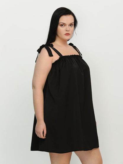 Knotted Shoulder Frill Dress