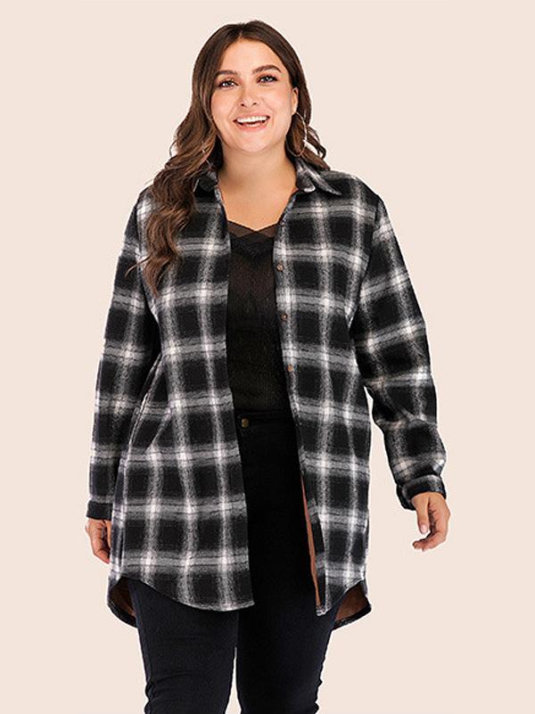 Classic Plaid Single Breasted Lapel Collar Shirt