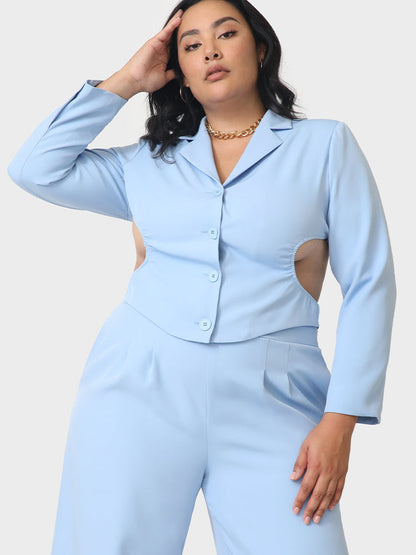 Cut Out Suit Collar Top