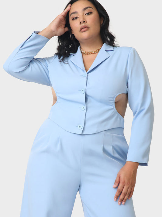 Cut Out Suit Collar Top