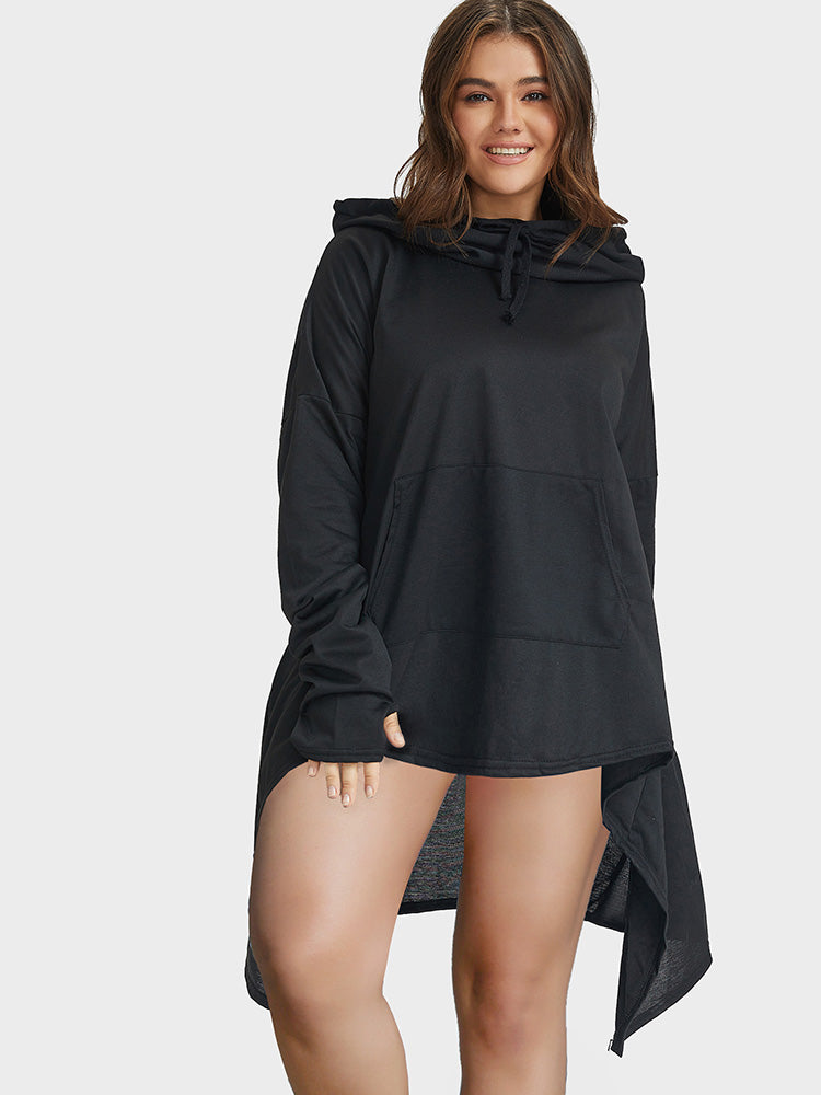 Asymmetrical Hooded Loose Sweatshirt