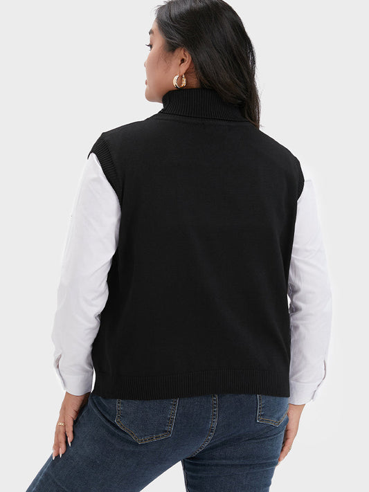 Solid Sleeveless Turtleneck Sweater