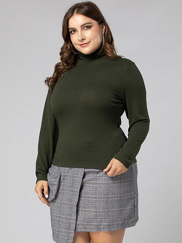 Basic Turtleneck Solid Color T-shirt