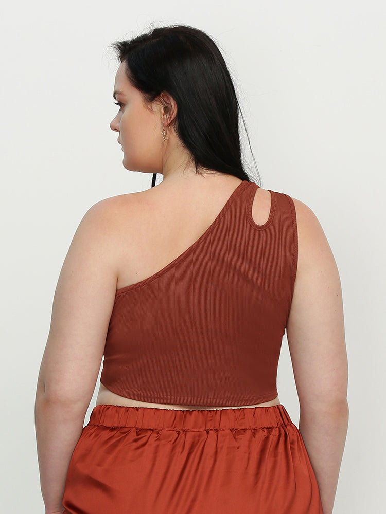 Cut Out One Shoulder Crop Top