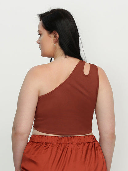 Cut Out One Shoulder Crop Top