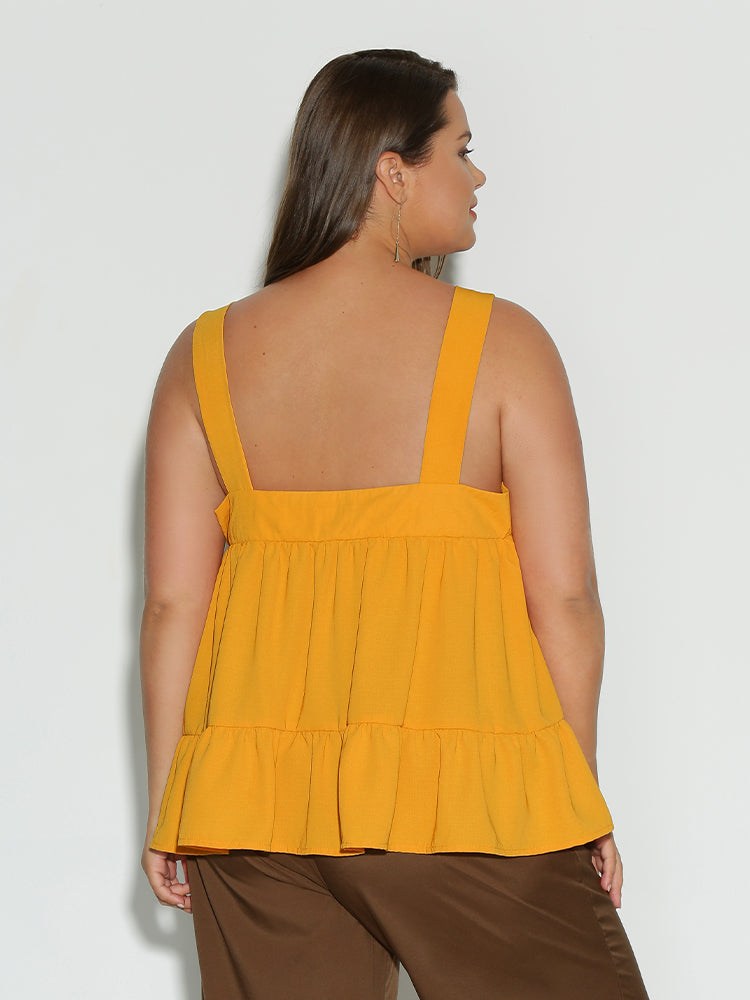 Ruffle Hem Backless Top