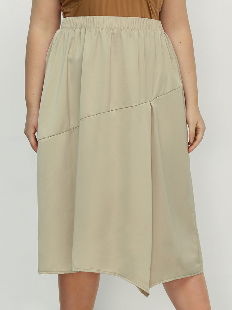 Irregular Hem Elastic Waist Skirt