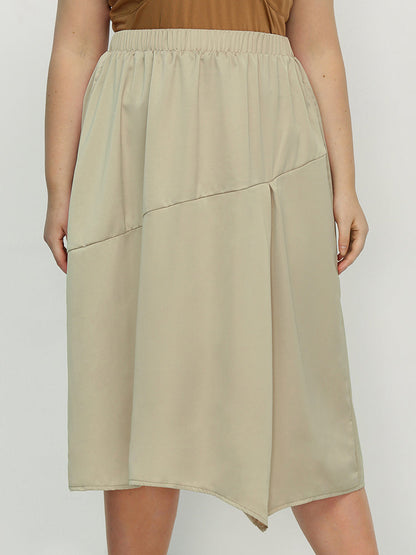 Irregular Hem Elastic Waist Skirt