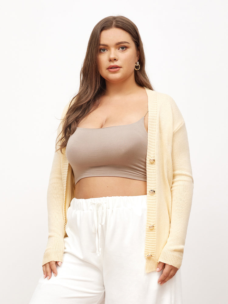 Solid Button Through Cardigan