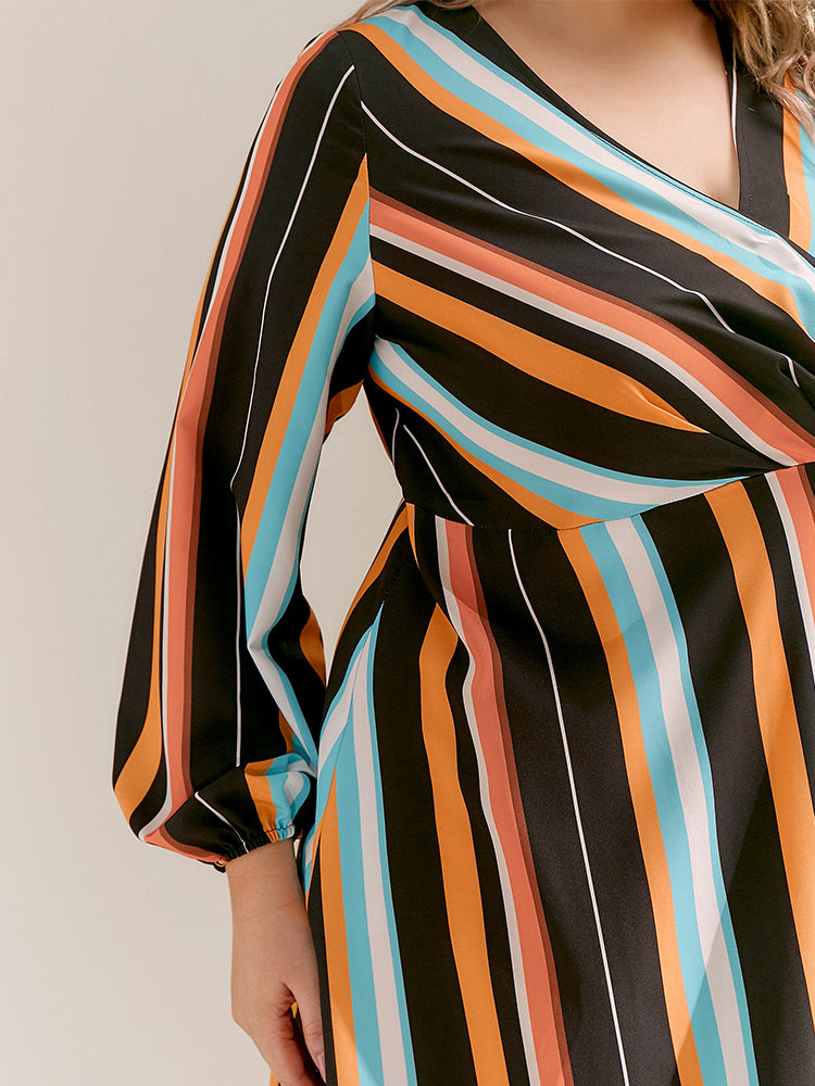 Stripe V-Neck Dresses