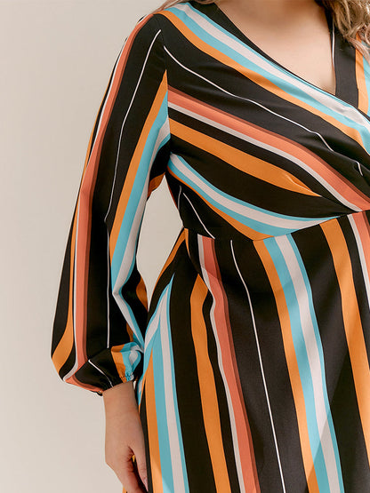 Stripe V-Neck Dresses