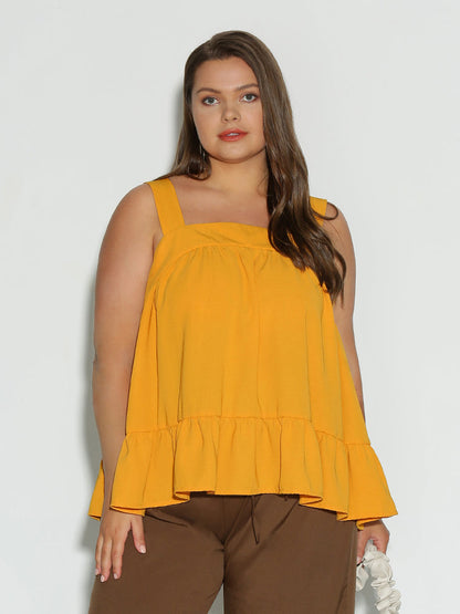 Ruffle Hem Backless Top