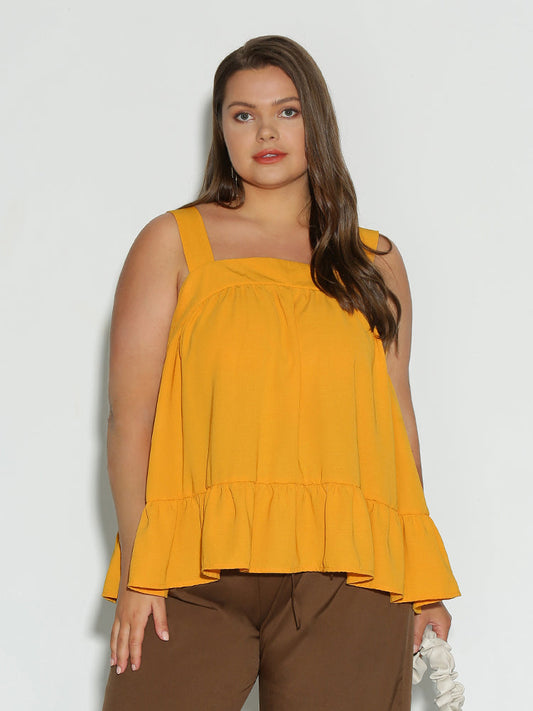 Ruffle Hem Backless Top