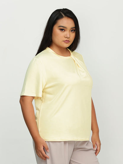 Ruched Neckline Short Sleeve T-Shirt