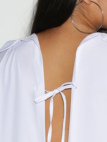 Ruffle Neckline Button Blouse