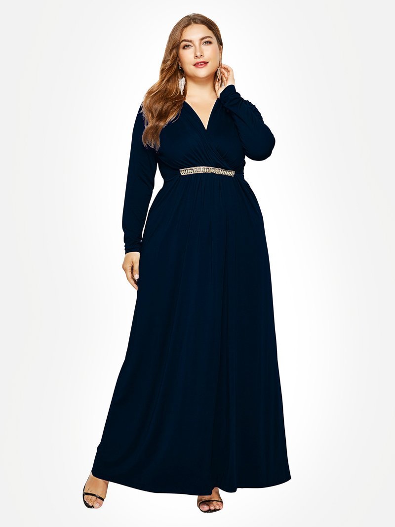 Ruched Decoration V-neck Maxi Dress