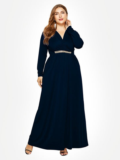 Ruched Decoration V-neck Maxi Dress